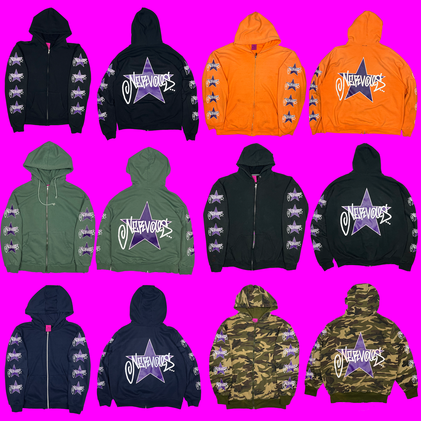 Star Zip Up Hoodies